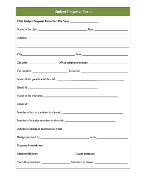 Budget Proposal Form - Sample Templates