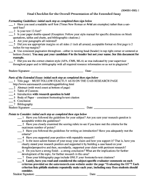 extended essay checklist 2023