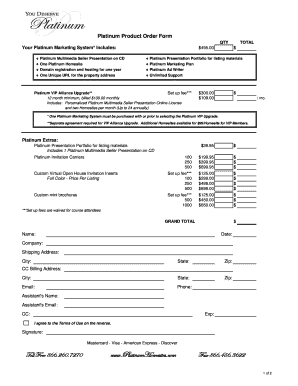 Platinum Product Order Form - The Institute for Luxury