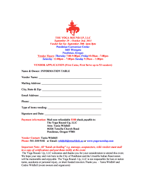 Vendor Application 2011 Yoga Round-Up