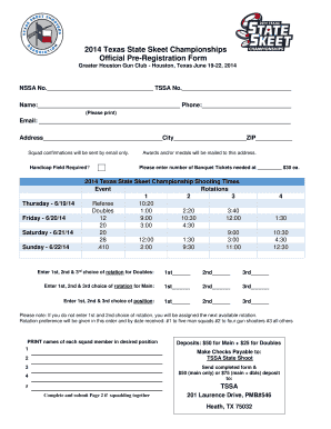 Definition of check register - 2014 Texas State Skeet Championships Official PreRegistration Form Greater Houston Gun Club Houston, Texas June 1922, 2014 NSSA No