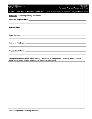 Research template for students pdf - Students Research Proposal Assessment Form Ethics - visual-memory co