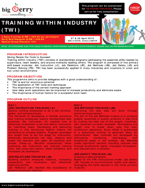 fillable online training within industry twi training training within industry