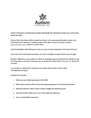 Expression of Interest/Talent Release form - Autism Tasmania - autismtas org