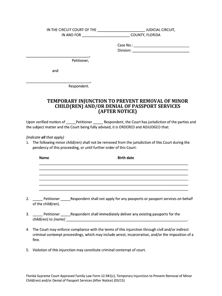 fl removal form Preview on Page 1