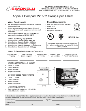 Car lease calculator excel - Appia II Compact 220V 2 Group Spec Sheet - Nuova Distribution