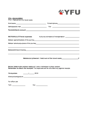 YFU Refund form for travel costs - static ecome