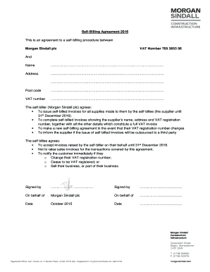 Self Billing Agreement 0615docx