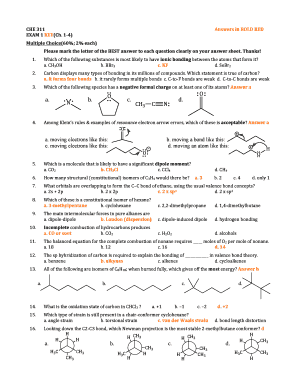 CHE 311 EXAM 1 KEY(Ch - faculty taylor