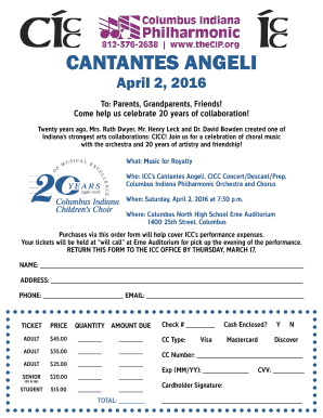 Ticket form for CICC 20th Anniversary Concert - icchoir