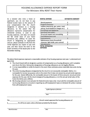 HOUSING ALLOWANCE EXPENSE REPORT FORM For Ministers Who - sidcag