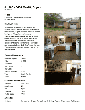 Fillable Online 1500 3404 Cavitt Bryan Tm5 Rental