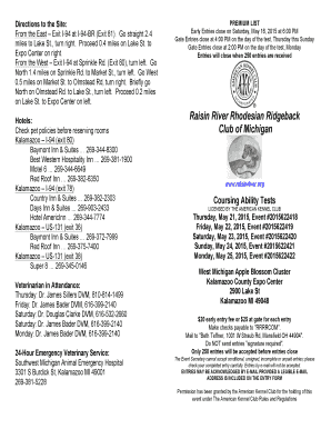 I 94 form sample - Directions to the Site: From the East Exit I94 at I94BR (Exit 81) - raisinriver