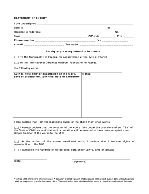 Facsimile declaration of will for donors - micfaenza