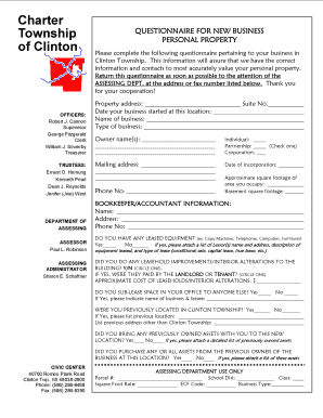 Editable questionnaire template word - Questionnaire New Business - Charter Township of Clinton