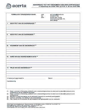 Belgium Certificate Request Form