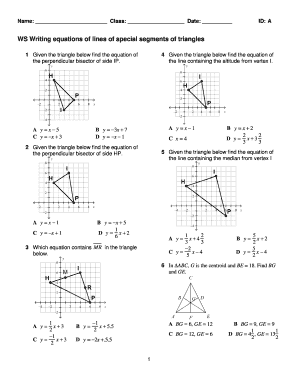 ExamView - WS equations of lines special segments of triangles 2012tst - chs conroeisd