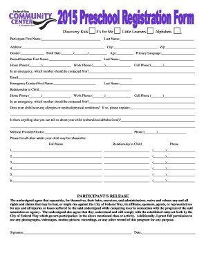 Discovery Kids 3’s for Me Registration Form