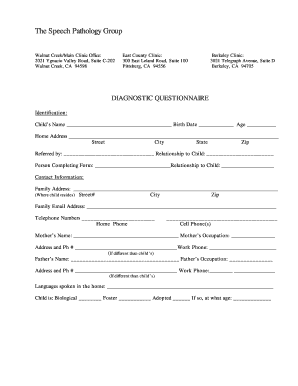 Speech Pathology Diagnostic Questionnaire