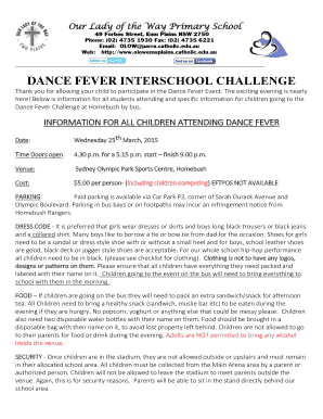 School leave letter - Dance fever interschool challenge - Our Lady of the Way School ... - olowemuplains catholic edu