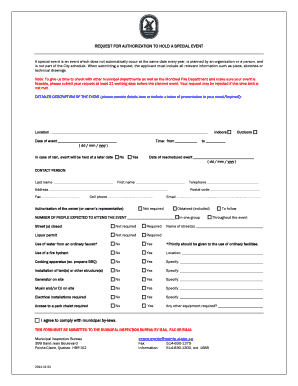 Schedule of events template - REQUEST FOR AUTHORIZATION TO bHOLDb A SPECIAL EVENT I bb - pointe-claire