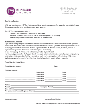Fillable Online mtpleasantumc Printable Bus Rider Permission Form ...