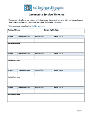 Community Service Timeline - See Ya Later Foundation - seeyalater