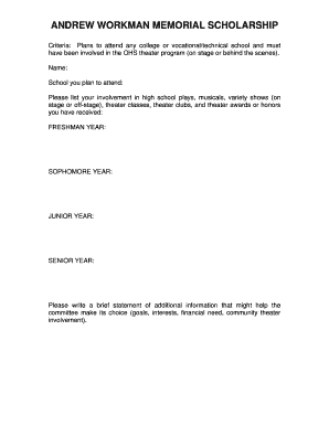 ANDREW WORKMAN MEMORIAL SCHOLARSHIP - USD 367