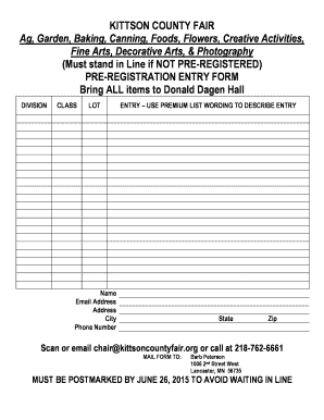 KITTSON COUNTY FAIR Ag, Garden, Baking, Canning, Foods, Flowers, Creative Activities, Fine Arts, Decorative Arts, &amp Photography (Must stand in Line if NOT PREREGISTERED) - kittsoncountyfair