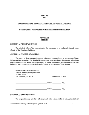 Sample church bylaws and constitutions - BYLAWS OF ENVIRONMENTAL TRACKING NETWORK OF NORTH AMERICA - etnna