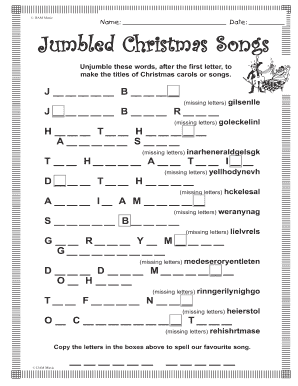 christmas blank fill songs pdffiller printable form