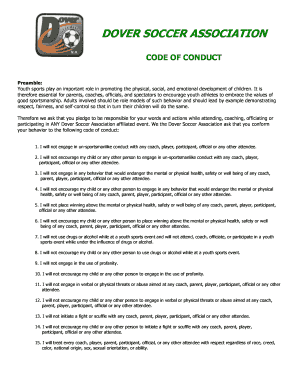 Conduct award example - DSA Code of Conduct - Dover Soccer Association - doversoccer