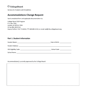 Accommodations Change Request - Services for Students with Disabilities Form used to request adjustments to accommodations Change requests can also be submitted by SSD Coordinators on SSD Online