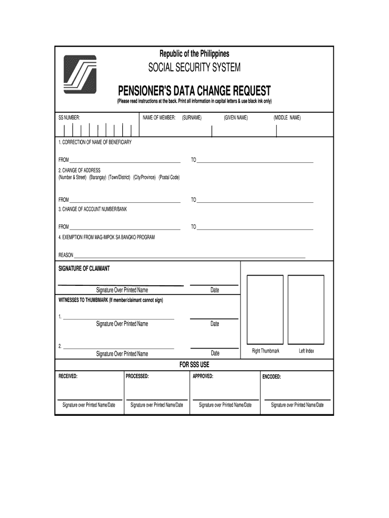 Fillable Online singaporepe dfa gov Pensioner39s Data bChange Request