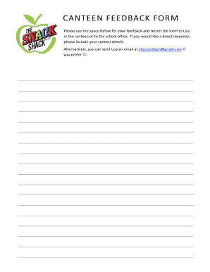 Fillable Online CANTEEN FEEDBACK FORM Fax Email Print - pdfFiller