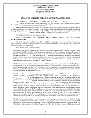 Alturas Capital Management Advisory Agreement