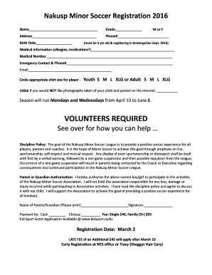 Soccer registration 2016 - Nakusp and Arrow Lakes