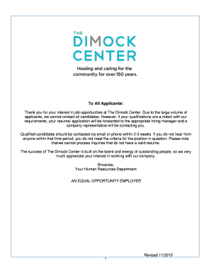 Thank you for your interest in job opportunities at The Dimock Center - dimock