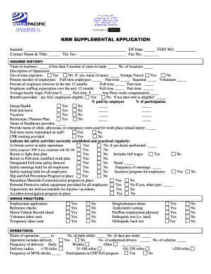 KRM SUPPLEMENTAL APPLICATION - Inter-Pacific Insurance