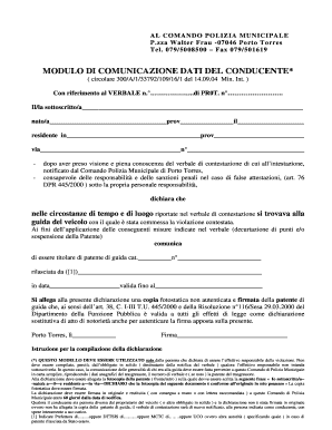 Comunicazione dati conducente per decurtazione punti patente (.pdf) - comune porto-torres ss