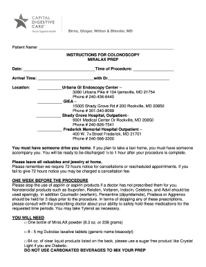 Colonoscopy Prep Instructions