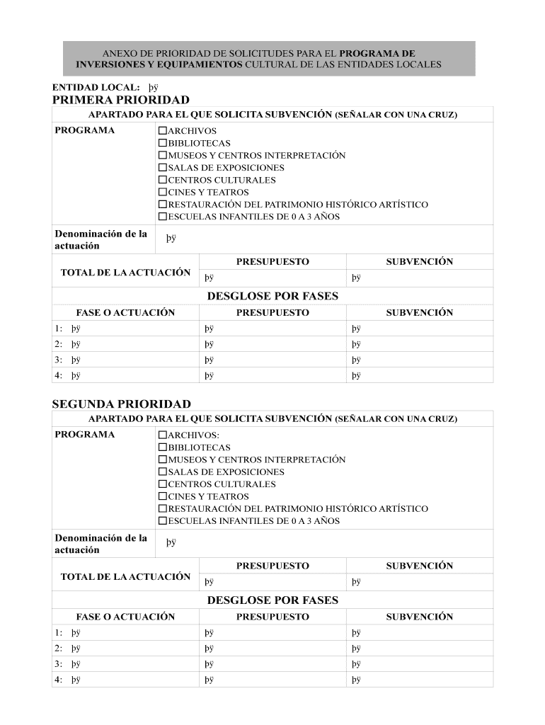 entidad local primera prioridad apartado para el que solicita subvencin (sealar con una cruz) progra Vista previa en la página 1