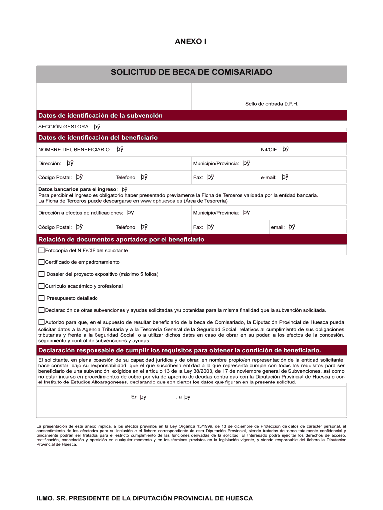 SOLICITUD DE BECA DE COMISARIADO - Sede Electr nica de Vista previa en la página 1