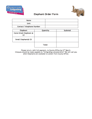 Printable ged practice test - Elephant Order Form - Girlguiding Leicestershire - girlguidingleicestershire