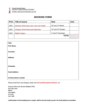 Booking form - BVZS - bvzs