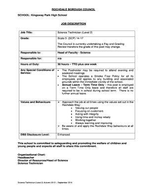 Job Description Science Technician (Level 2) - Kingsway Park High ... - kingswaypark