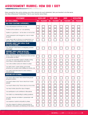 Assessment rubric How did I go - cms2performgroupcom