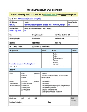 Self appraisal comments by employee example - BVISTb Serious Adverse Event SAE Reporting Form - vist org