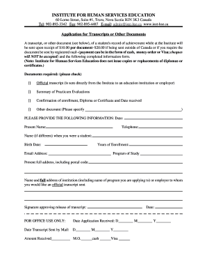 Cheque payment receipt format - Transcript Request - Institute for Human Services Education - inst-hse