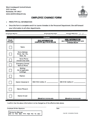 employee change form template
